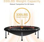 40"/48" Foldable Mini Fitness Rebounder with Adjustable Foam Handle, Max Load 330/440 lbs, Indoor Cardio Exercise Rebounder for Adults