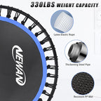 Newan 40"-48" Silent Mini Trampoline Fitness Trampoline Bungee Rebounder Jumping Cardio Trainer Workout for Adults-Max Limit 330lbs