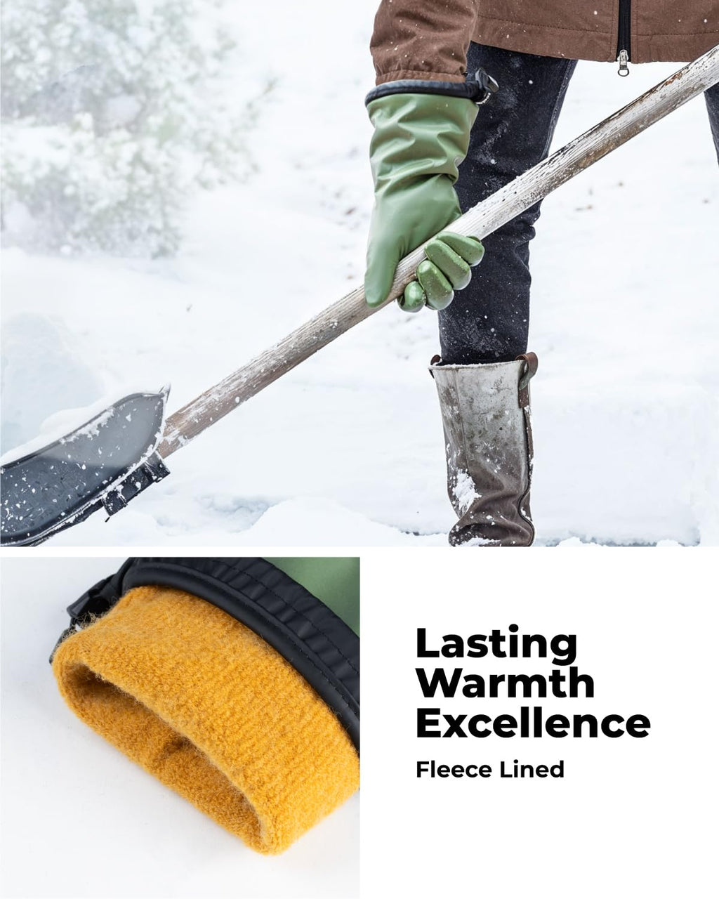 Waterproof Winter Gloves with Grip, Balaena Freezer Gloves for Light Duty Work & Outdoor Adventure, Hiking, Farming, Washing, Ice Fishing, Green, Medium