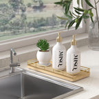 Wooden Decorative Tray, Oak 11.2" L Kitchen Countertop Soap Sponge Holder for Dresser Perfume Tray Jewelry Candle Nightstand Table Centerpieces for Dining Room Decor Natural