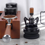 IKAPE Mantis WDT Distribution Tool with Clean Brush, V3-54mm Espresso Stirrer for Barista - 8 Needle Espresso Stirrer with Dosing Funnel & Stand, Adjustable Needle Height, Walnut Handle