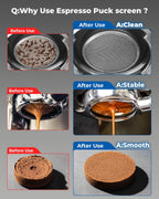 54mm Magnetic Dosing Funnel and Puck Screen Set - Espresso Coffee Dosing Ring - 19mm Anodized Aluminum with 8 Neodymium Magnets Fits 54mm Breville Portafilter (Silver)