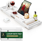 ROYAL CRAFT WOOD Premium Foldable Bathtub Tray - Wood Bath Tray for Tub, Bamboo Shelf, Expandable Bath Table Trays, Bathtub & Bathroom Accessories for New Home & Mothers Day & Birthday Gifts for Mom