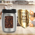 Vacuum Coffee Canister, Coffee Bean Storage with Scoop, Stainless Steel Airtight Food Storage Container, Perfect for Coffee Beans,Grounds,Loose Leaf Tea,2400ml/32OZ(L*2)