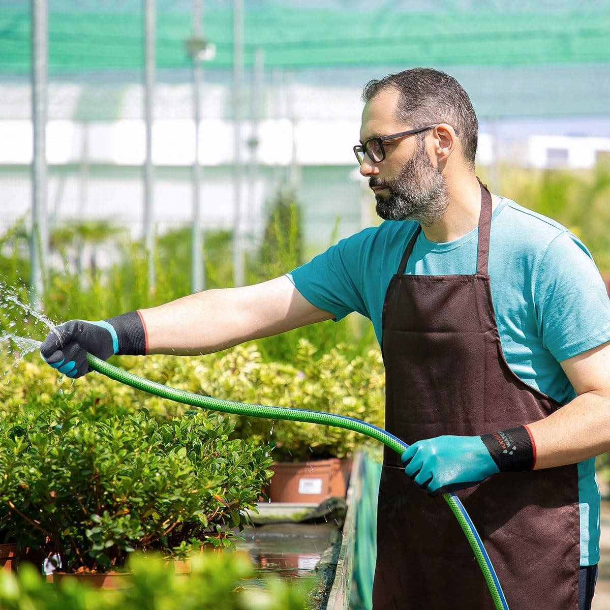 KAYGO Waterproof Work Gloves for Men and Women, Rubber Coated Non-slip Working Gloves for Garden, Outdoor Construction,KG150,Blue,M