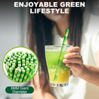 5.75" x 0.31" Green Bamboo Disposable Paper Drinking Straws for Short Drinks, Blended Cocktails, Margaritas, Smoothies, Milkshakes - Unwrapped [250 Counts]