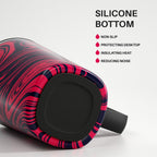 Ideus Vacuum Insulated Coffee Mug, 16oz Reusable Stainless Steel Thermal Double Walled cup with Handle and Slider Lid for Hot & Cold Beverages, BPA Free (Red Zebra)