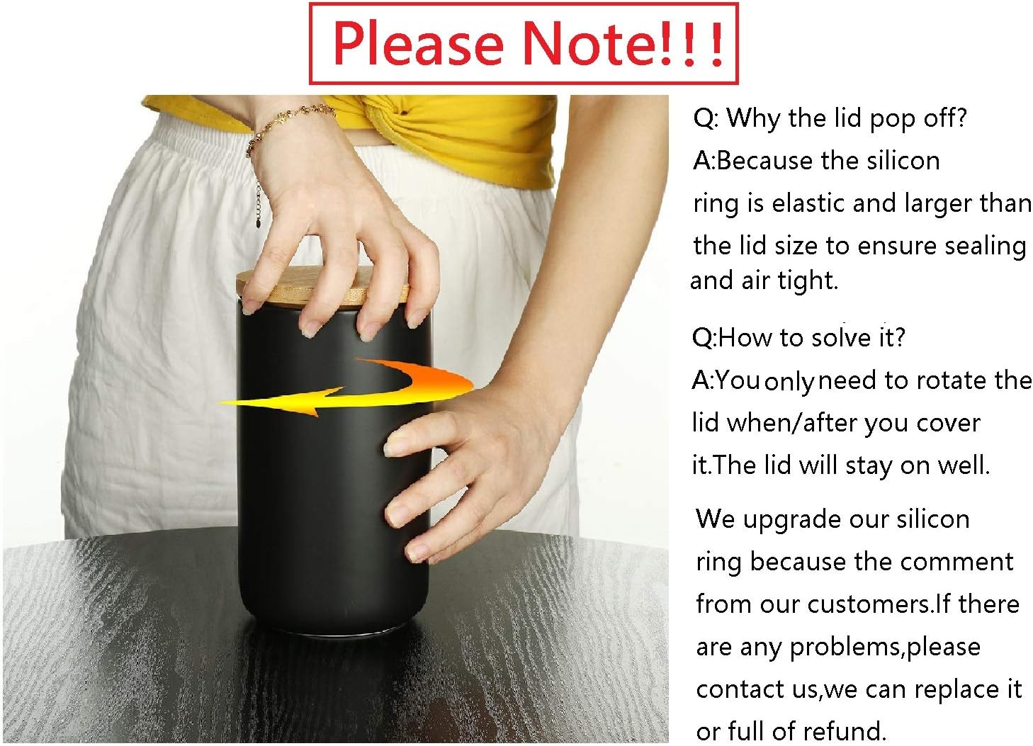 Ceramic Food Storage Jar Canister Modern Design Food Canisters with Airtight Seal Bamboo Lid,Loose Tea Coffee Spice Nuts Snacks Seasonings Storage Jar Canister Caddy (black 7.03oz/200ml)