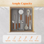 Lifewit Utensil Drawer Organizer, Expandable Cooking Silverware Tray for Kitchen Drawer, Adjustable Cutlery Flatware Holder, Plastic Spatula Tools and Gadgets Storage Divider, 3 Compartments, Gray