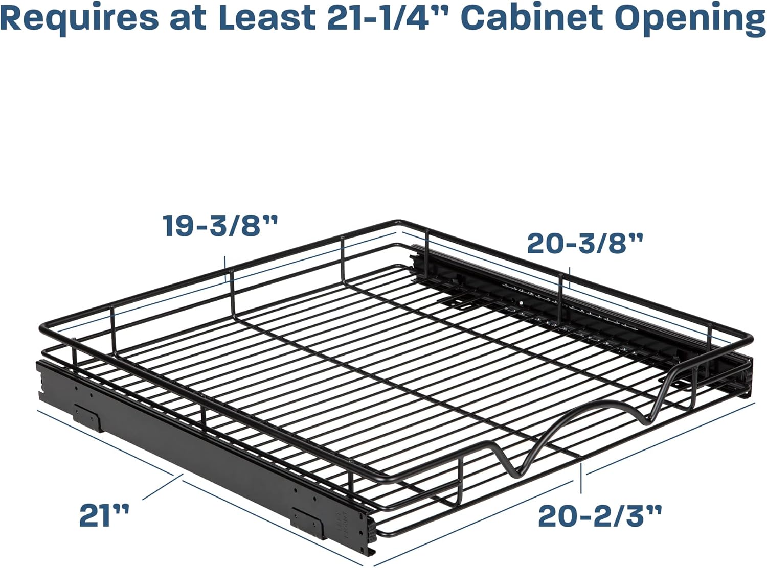 HOLDN’ STORAGE Pull Out Cabinet Organizer, Heavy Duty Caddy w/Lifetime Limited Warranty -20”W x 21”D - Requires At Least 21-1/4” Cabinet Opening, Steel Metal Cabinet Drawers Slide Out, Black