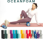 Oceanfoam Ripple Travel Foam Roller (11" x 3.35") Firm Mini Foam Roller for Physical Therapy, Deep Tissue Massage, Back Pain - High Density, Ergonomic Wave Textured - Yoga, Exercise (Royal Marbled)