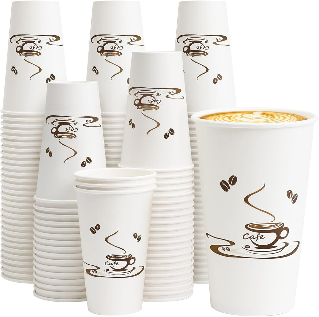 Lamosi 180 Pack 16 OZ Coffee Cups, Disposable Paper Cups for Hot/Cold Beverage, Disposable Cups 16 oz, Leak-Free Paper Coffee Cups for Cafe, Restaurant, Office and Home