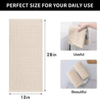 Homaxy 100% Cotton Terry Kitchen Towels(Beige, 13 x 28 inches), Checkered Designed, Soft and Super Absorbent Dish Towels, 6 Pack