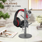 Wooden Mug Holder Tree, Coffee Cup Holder, Mug Organizer with 6 Hooks (Gray)