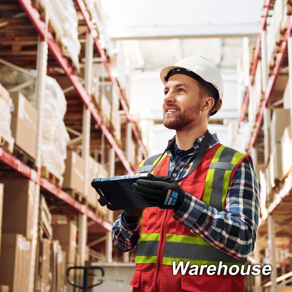 KAYGO Safety Work Gloves PU Coated for Men and Women, 60 Pairs KG11PB, Seamless Knit Glove with Two Fingers Touchscreen, breathable and lightweight Ideal for General Duty Work (Small,Black)