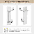 Wall Hooks for Coat and Towel: 13LB Adhesive Door Hanger Stick on, Silver 6 Pack