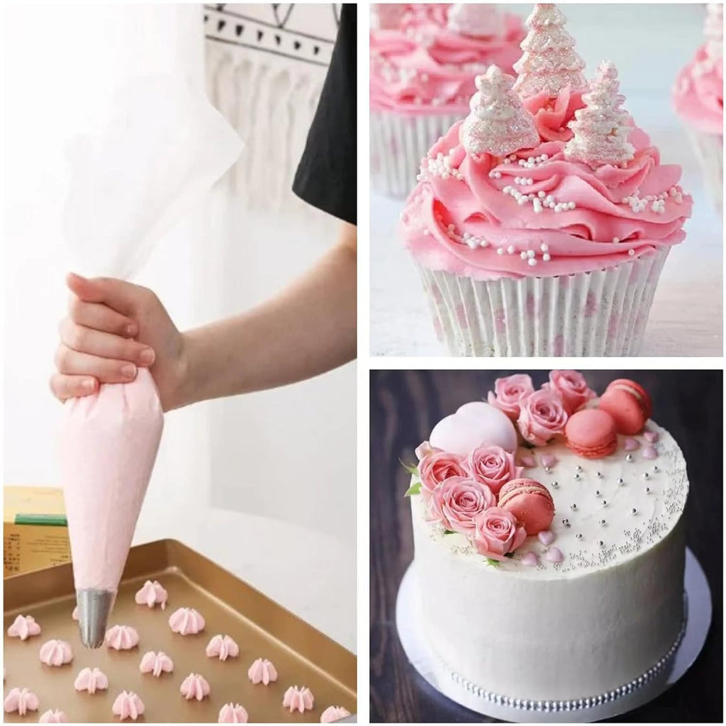 20 Inch icing bags Disposable, AMBESTAR 200 Pcs Large Pastry Bags Disposable, Thick Plastic Non-Slip Anti-Burst Cake Decorating Bag for Frosting Decorating Cake Cupcake Cookie, Easy to Squeeze