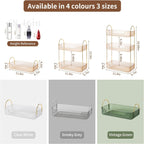 YCIA&DONE Bathroom Organizer Countertop, Makeup Storage, Skincare Cosmetic Tray Shelf, Perfume Holder Rack for Vanity Counter, Large Capacity, Easy to Install, Clean, 1 Tier, Amber Gold