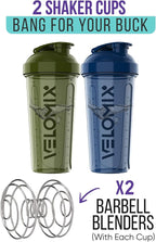'-2 Pack- 28 oz Protein Shaker Bottles for Protein Mixes - 2x Wire Whisk | Leak Proof Shaker Cups for Protein Shakes | Pre Workout Shaker Bottle | Shakers for Protein Shakes-Green&Blue