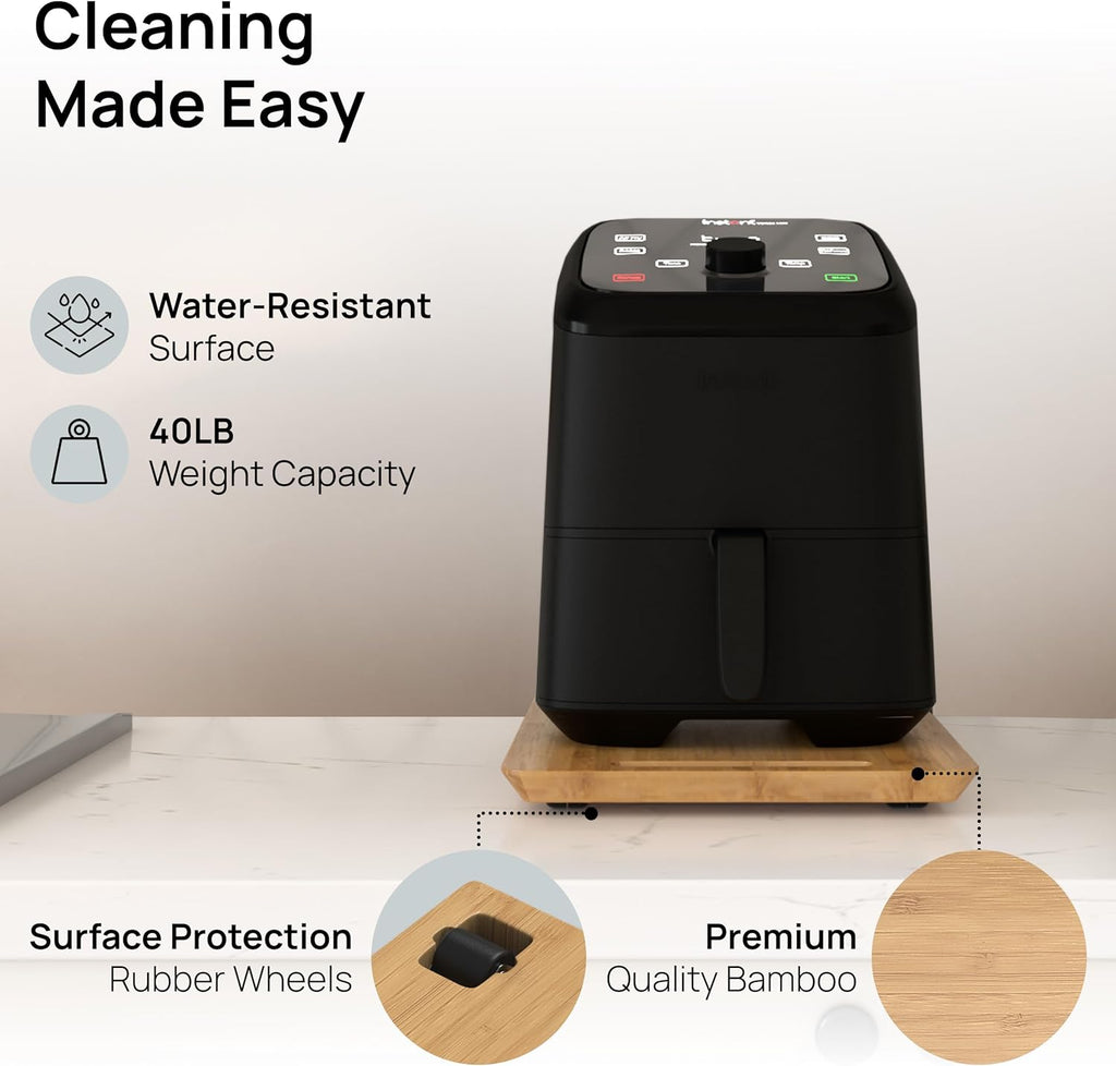 Ibyx Elegant Sliding Tray for Your Coffee Maker & Heavy Kitchen Appliances - Sturdy, Slides Easily from Under The Cabinet (Natural, 9.5”W x 14”D)