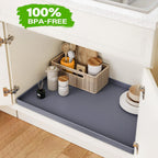 FLATO Waterproof Under Sink Mat 25" x 19" Shelf Liner for Kitchen and Bathroom, Cabinet Protector, Organizers and Storage, Flexible Silicone Drip Tray