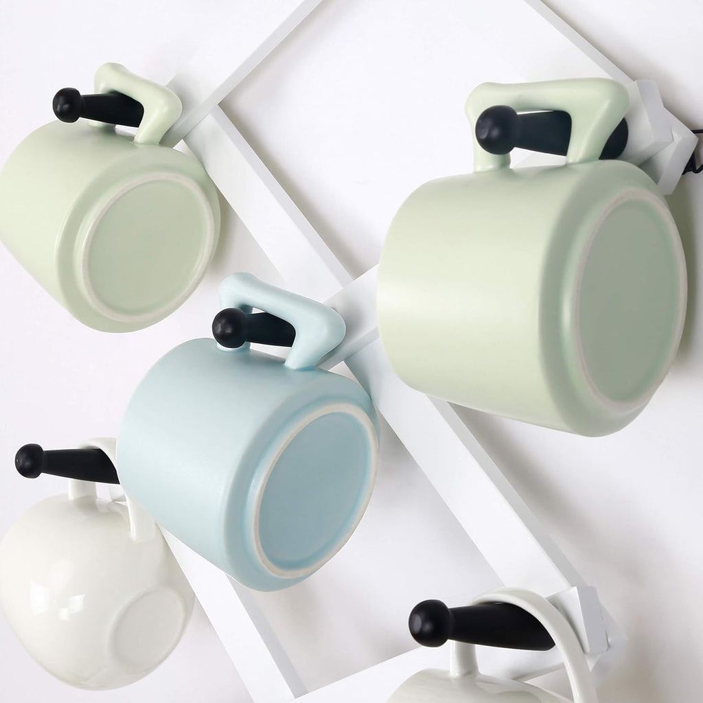 Dseap Accordian Wall Hanger: 16” High Wooden Wall Expandable Coat Rack, Hat Rack Holder, Accordion Hook for Baseball Caps, Coats, Mugs, 14 Peg Hooks, White & Black