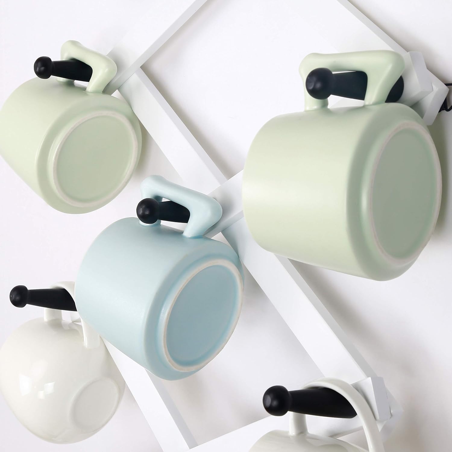 Dseap Accordian Wall Hanger: 16” High Wooden Wall Expandable Coat Rack, Hat Rack Holder, Accordion Hook for Baseball Caps, Coats, Mugs, 14 Peg Hooks, White & Black