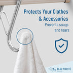 10-Pack Metal S Hooks for Hanging – Heavy-Duty S-Shaped Hooks with Safety Buckle – Fits Bars up to 0.6 In – Anti-Drop Hook for Kitchen, Pot Racks & Towel Bars – Silver (Small)