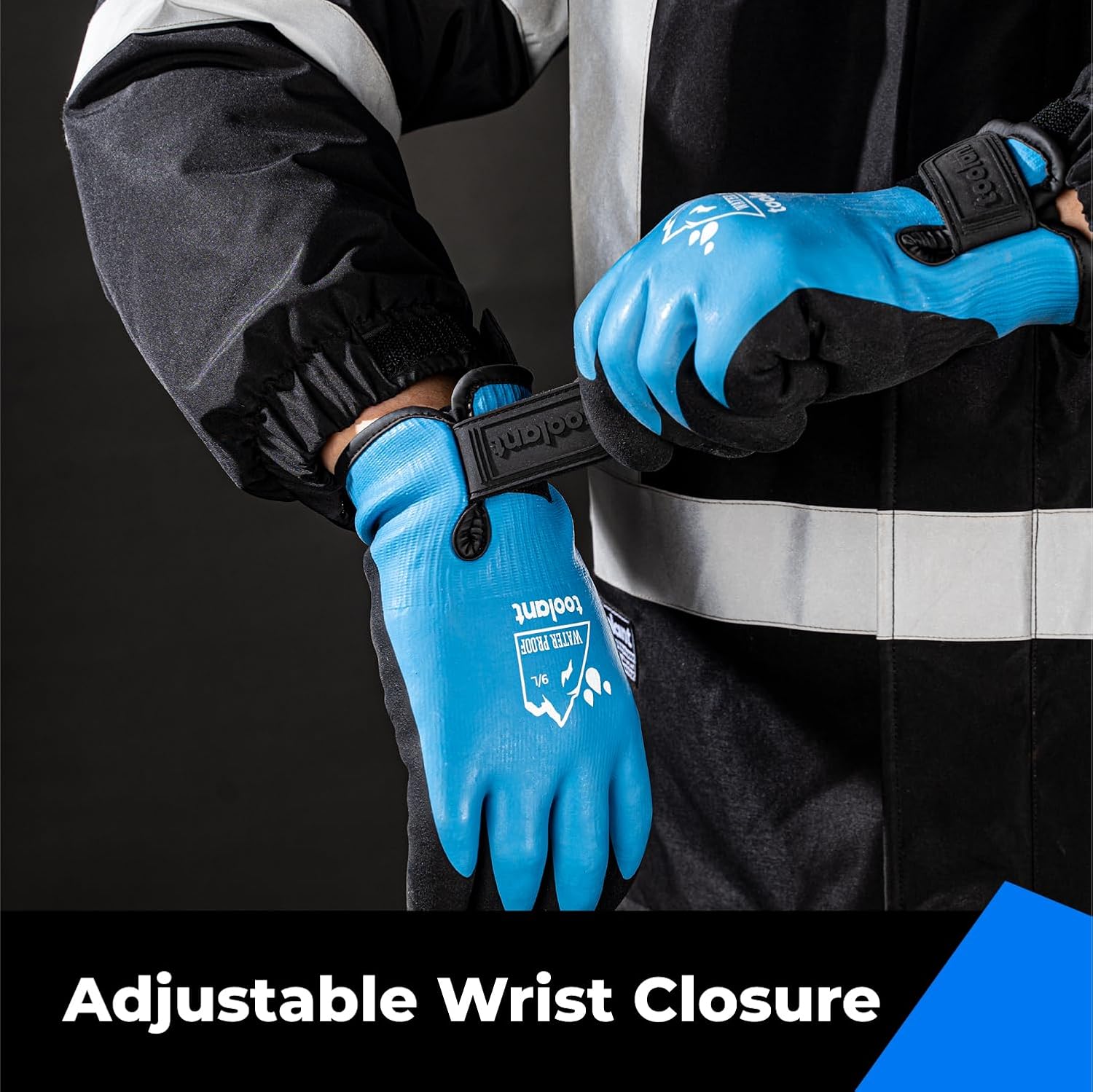 100% Waterproof Gloves for Men and Women, Winter Work Gloves for Cold Weather, Touchsreen, Thermal Gloves for Freezer Work, Fishing and Gardening, With Grip, Blue, X-Large