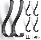 6-Pack Heavy Duty Coat Hooks for Wall Mount - Durable Wall-Mounted Hooks for Hanging Coats, Backpacks & Bookbags, Rust-Resistant Coat Hanger Hooks for Entryway, Garage, Dorm