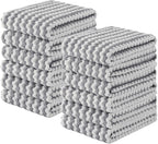 Homaxy Kitchen Towels(12 Pack, 10 x 20 inches), Ultra Soft and Absorbent Dish Towels, Reusable Fast Drying Microfiber Cleaning Cloth, Coral Velvet Wave Design No-lint, Grey