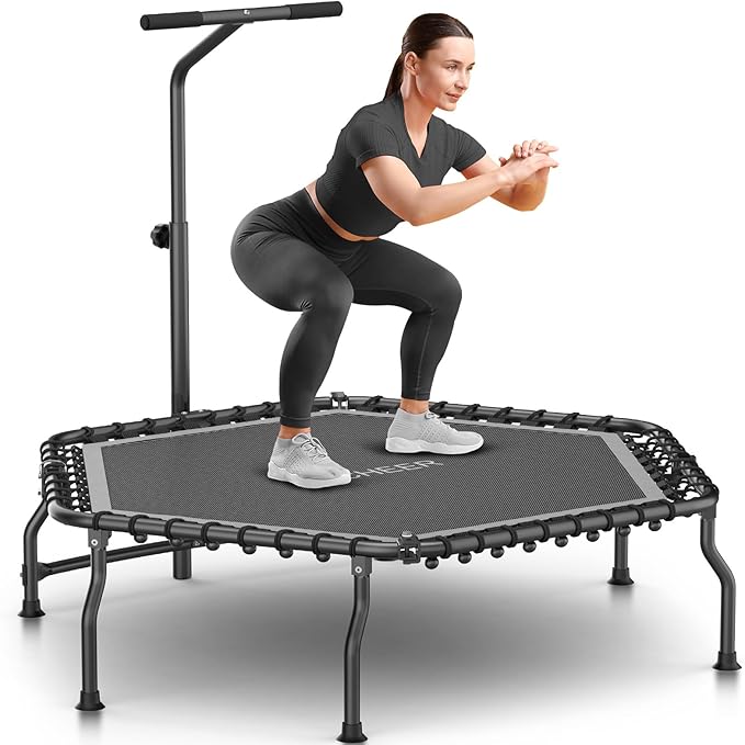 ANCHEER 50" Rebounder Trampoline for Adults With Bar, 550 LBS Mini Trampoline Quiet Exercise Bungee Jumping Cardio Trainer Workout