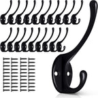 Wall Hooks for Hanging, 20-Pcs Heavy Duty Metal Coat Hooks, for Living Room, Bathroom, Kitchen, Bedroom for Coats, Towel, Hat, Key, Closet, Bag (Black)