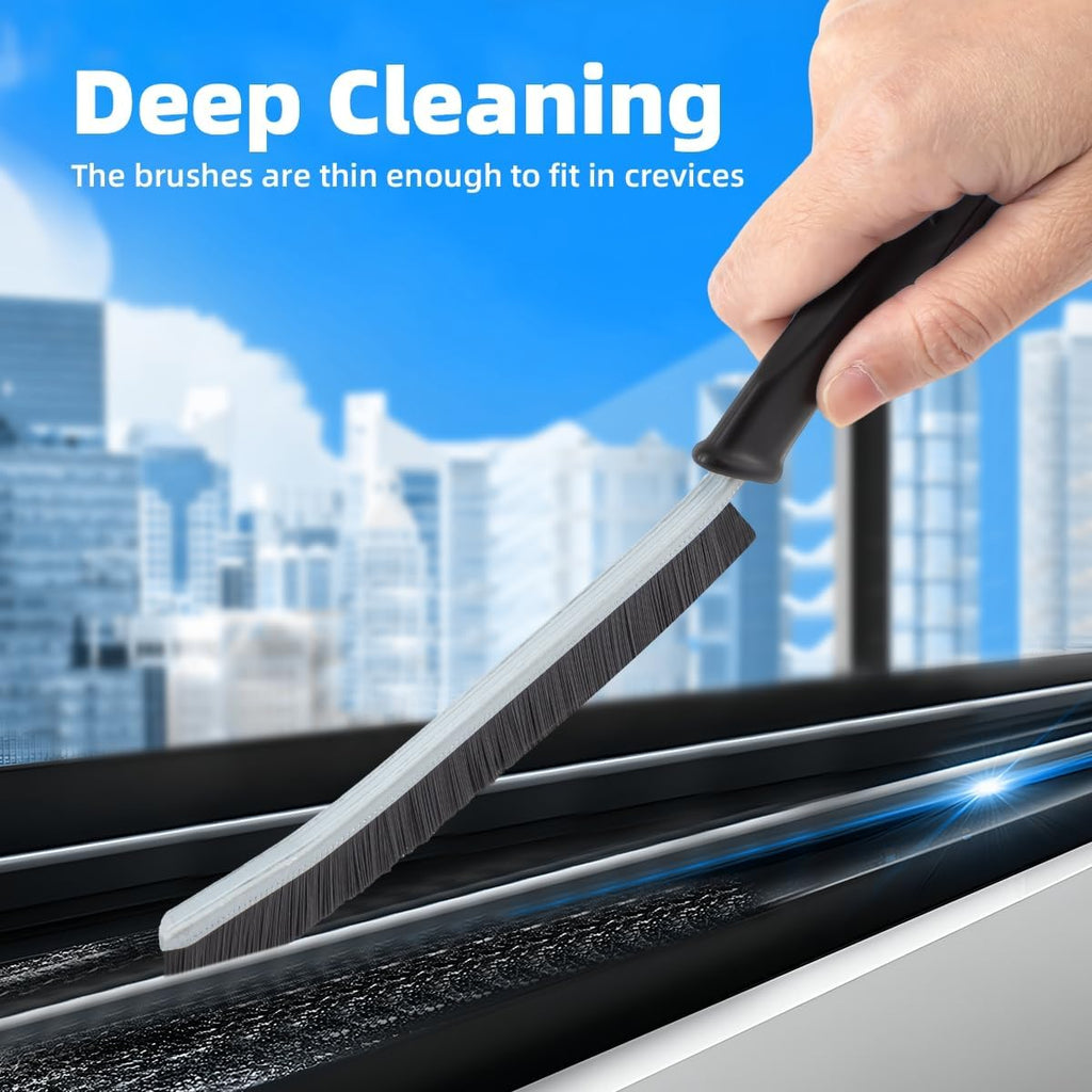 3Pcs Hard Bristle Crevice Cleaning Brush, Scrub Brush, Kitchen Sink Cleaning Brush, Grout Brush, Corner Brush Cleaning Tools for Toilet, Bathroom, Gap, Home, Household, Window (3, Black)