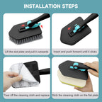 nacena Shower Scrubber with Long Handle, 3 in 1 Tile Tub Scrubber Brush with 3 Detachable Cleaning Heads Adjustable Handle Shower Cleaner Brush for Bathroom, Kitchen, Toilet, Wall, Sink, Black