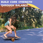 Balance Board Trainer, Wooden Balance Board with Adjustable Stoppers -3 Different Distance Options-Balance Exercise Equipment for Fitness Work