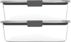 Rubbermaid Brilliance BPA-Free Food Storage Containers with Lids, Airtight Clear Set of 2 (9.6 Cup), Ideal for Lunch, Meal Prep, and Leftovers