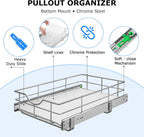 WelFurGeer Soft Close Slide Out Cabinet Shelf, 17" W x 22" D Pull Out Drawers for Kitchen Cabinets, Kitchen Shelf Organizer, Cupboard Organizers and Storage, Under Cabinet Pull Out Shelves