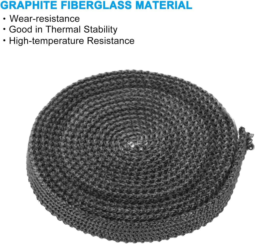 PATIKIL Wood Stove Gasket, 2Pcs 9/16" x 1/8" x 118" Flat Graphite Fiberglass High-Temperature Resistance Seal Rope for Stoves Fireplace Door, Black