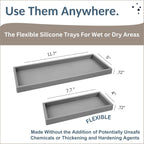 Countertop and Vanity Tray - 2 PC (11” and 7”) Shatterproof Silicone Kitchen and Bathroom Trays for Counter, Kitchen Soap Dispenser Tray, Vanity Trays for Bathroom, Perfume Key Tray
