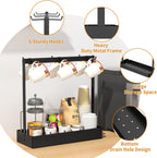 RCHYFEED Coffee Mug Holder Organizer with Movable Hooks, Coffee Cup Holder for Countertop, Metal Coffee Mug Tree Stand with Storage Basket, Cups Mug Rack for K Cup Pod Coffee Bar Kitchen, Black