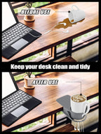 Kalolary 2PCS New Drinking Cup Holder Clip with Groove Table Bottle Cup Stand DIY Glass Cup Clamp Storage Saucer Clip Water Coffee Mug Holder Saucer Clip for Home Desk, Grey