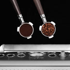 CrossCreek 54mm Espresso Bottomless Portafilter with 3 Ear | Fits 54mm Breville/Sage Barista Espresso Machine | Stainless Steel Basket and Solid Wood Handle | Espresso Accessories