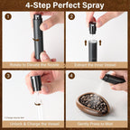 KitchenTour Organic Coffee Kit - Wooden Dosing Cup & 8ml Anti-Static Sprayer - 2-in-1 Barista Set for Espresso/Cold Brew