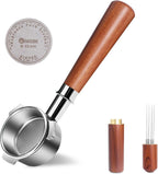 54mm Bottomless Portafilter 3 Ears Espresso Portafilter Compatible with reville BES870/878/880 with Puck Screen Coffee Needle and Walnut Handle