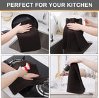 Kitinjoy 100% Cotton Waffle Weave Kitchen Towels, 8-Pack Super Soft and Absorbent Dish Towels for Drying Dishes, Kitchen Hand Towels, 13 in x 28 in, Dark Brown
