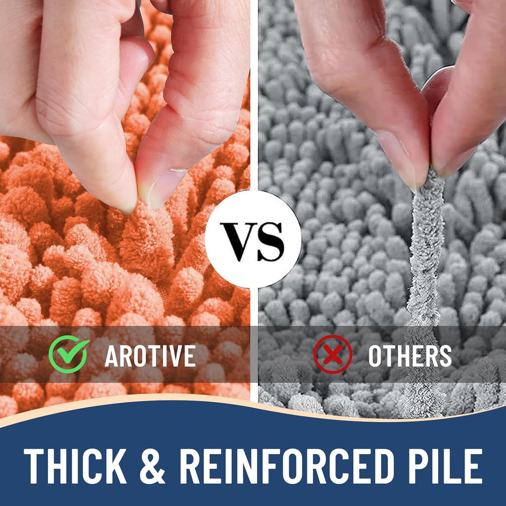 Arotive Luxury Chenille Bathroom Rug Mat, Extra Soft Thick Absorbent Shaggy Bath Rugs, Non-Slip Machine Wash Dry, Plush Bath Mats for Bathroom, Shower and Tub, 47x24, Coral