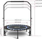 Newan 40" Silent Mini Trampoline with Adjustable Handle Bar Fitness Trampoline Bungee Rebounder Jumping Cardio Trainer Workout for Adults - Max Limit 330 lbs