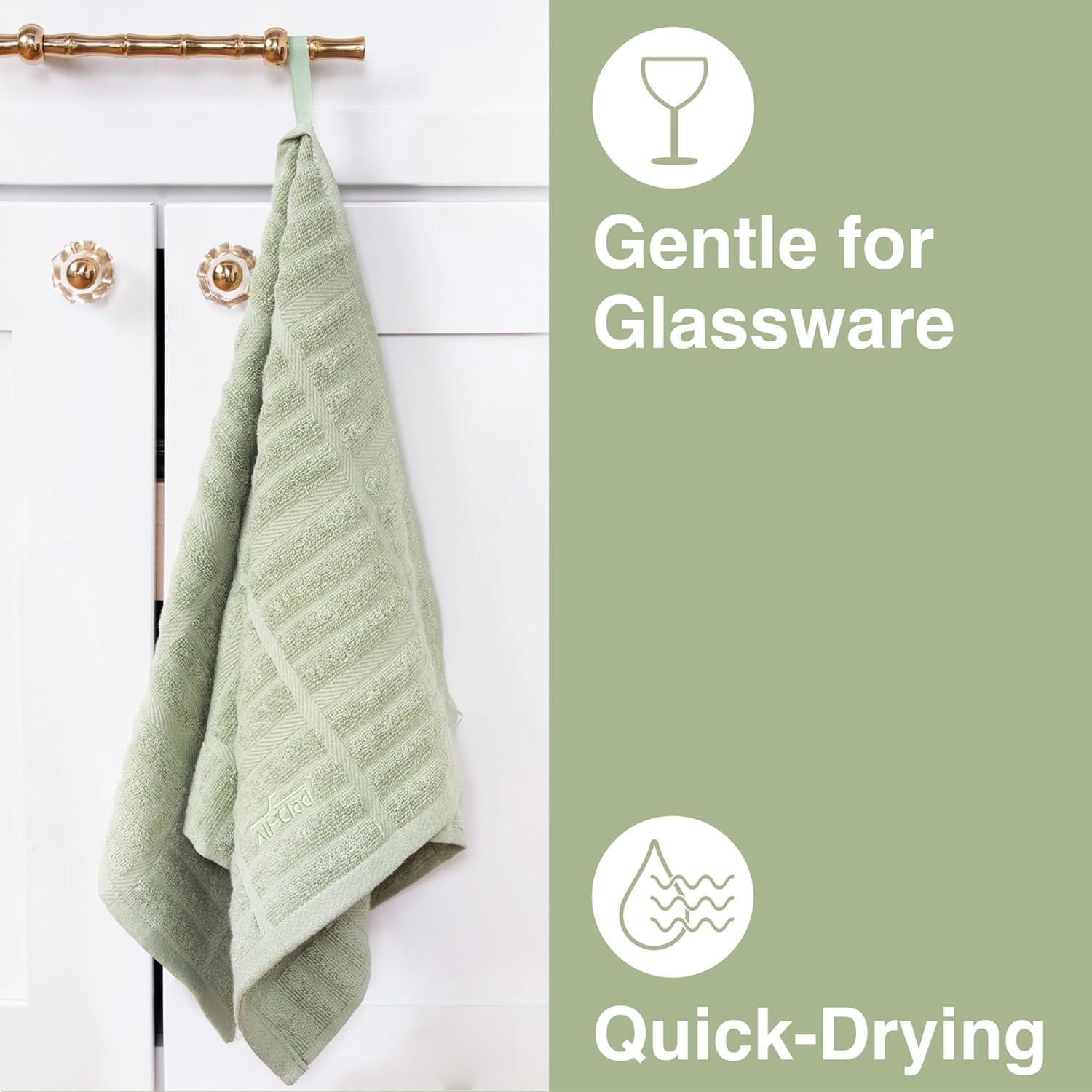 All-Clad Solid Kitchen Towel: Highly Absorbent - 100% Cotton, 17"x30" Towel for Cleaning & Drying Dishes, Glassware, or Countertops, 1-Pack, Fennel