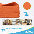 AIDEA Microfiber Cleaning Cloth-12PK, Soft Microfiber Towels for Cars, Absorbent Cleaning Rags, Lint-Free Streak-Free Wash Cloths for House, Kitchen, Window(12in.x12in), Orange